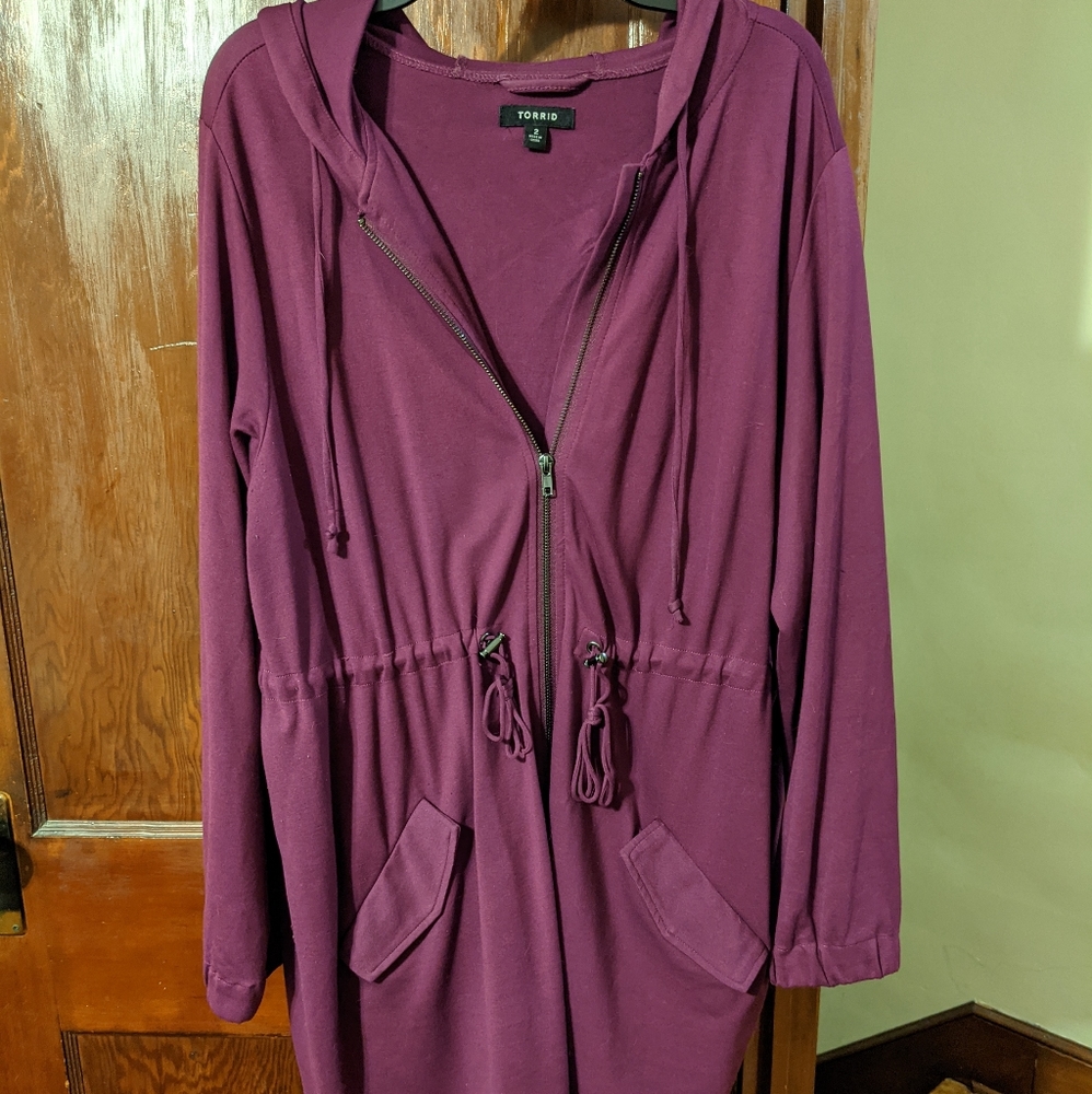 Torrid Sz 2 Lightweight Jersey Hooded Coat